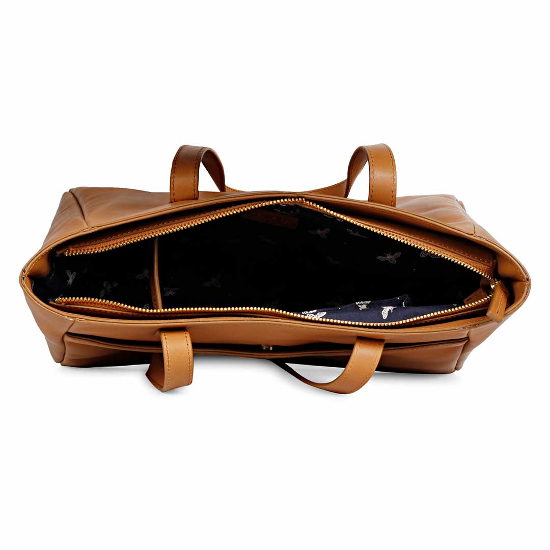 Favore Womens Tan Oversized Leather Shoulder Bag