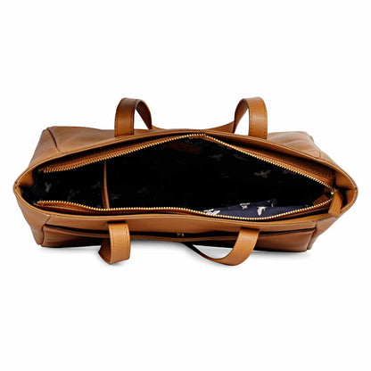 Favore Womens Tan Oversized Leather Shoulder Bag