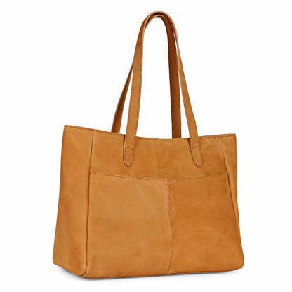 Favore Womens Tan Leather Oversized Structured Shoulder Bag