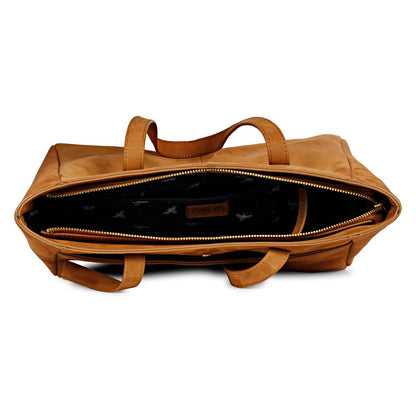 Favore Womens Tan Leather Oversized Structured Shoulder Bag