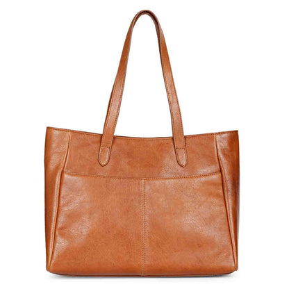 Favore Womens Tan Leather Structured Shoulder Bag