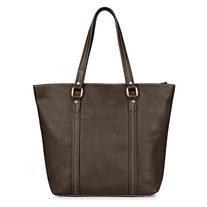 Favore Womens Brown Textured Leather Oversized Shopper Shoulder Bag