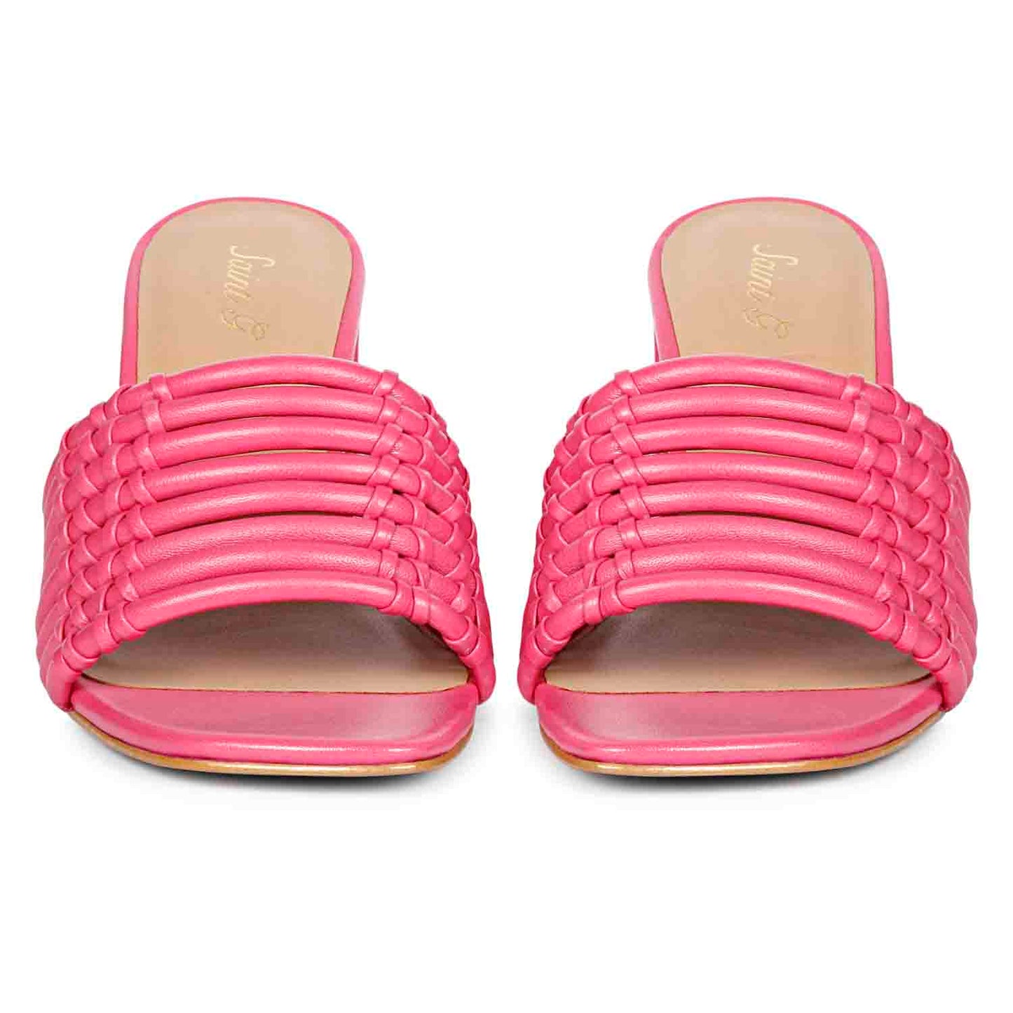 Strappy hot pink heels by Saint Bethany - elevate your style with these leather block heels