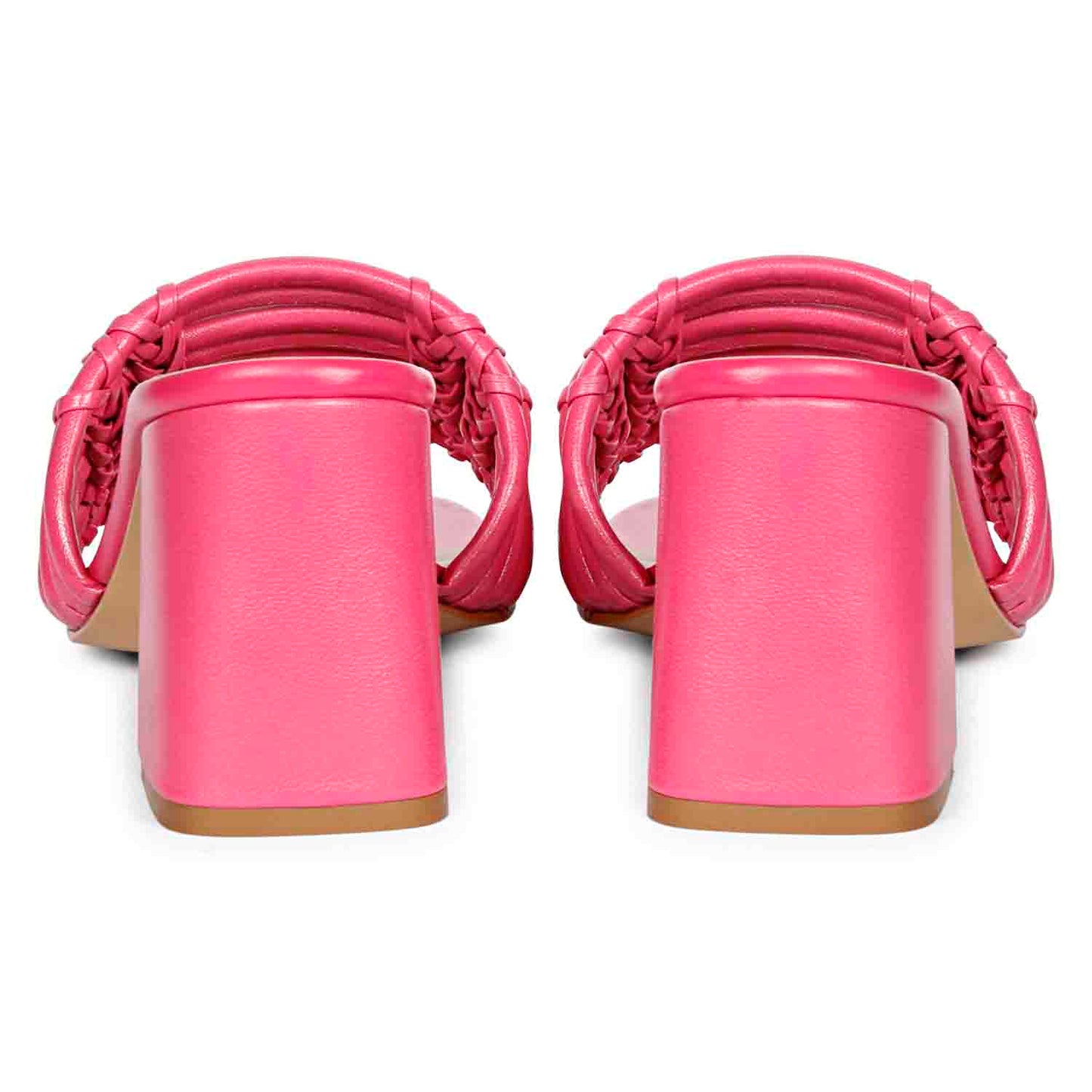 Strappy hot pink heels by Saint Bethany - elevate your style with these leather block heels