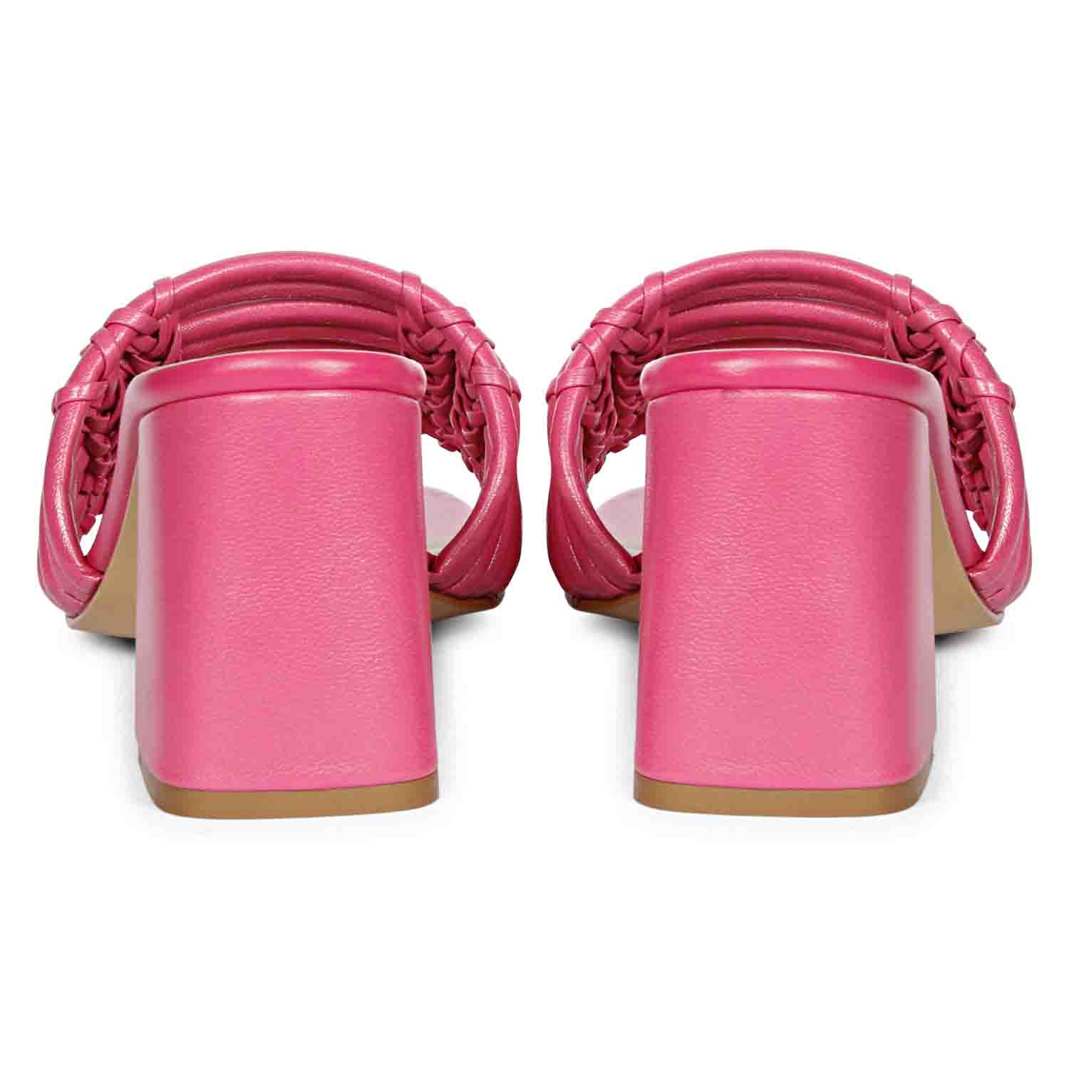 Strappy hot pink heels by Saint Bethany - elevate your style with these leather block heels