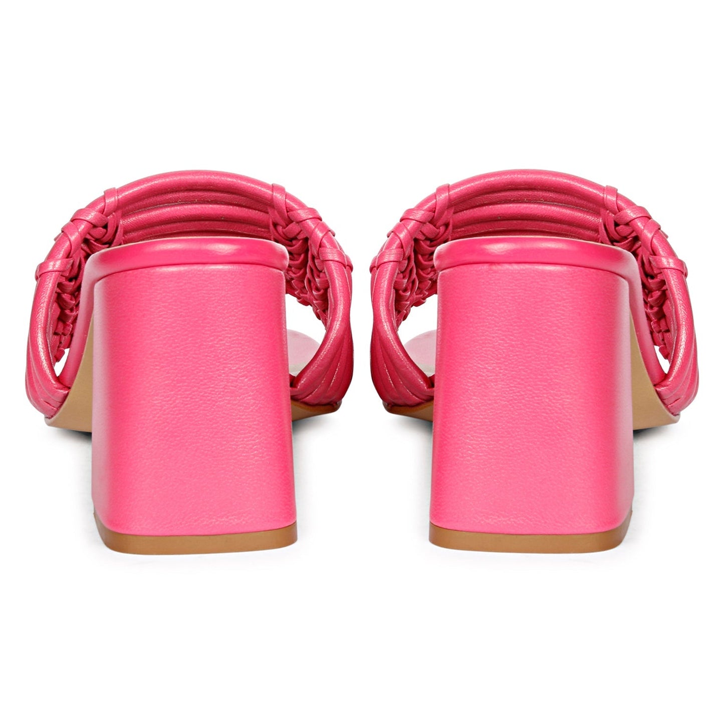 Strappy hot pink heels by Saint Bethany - elevate your style with these leather block heels
