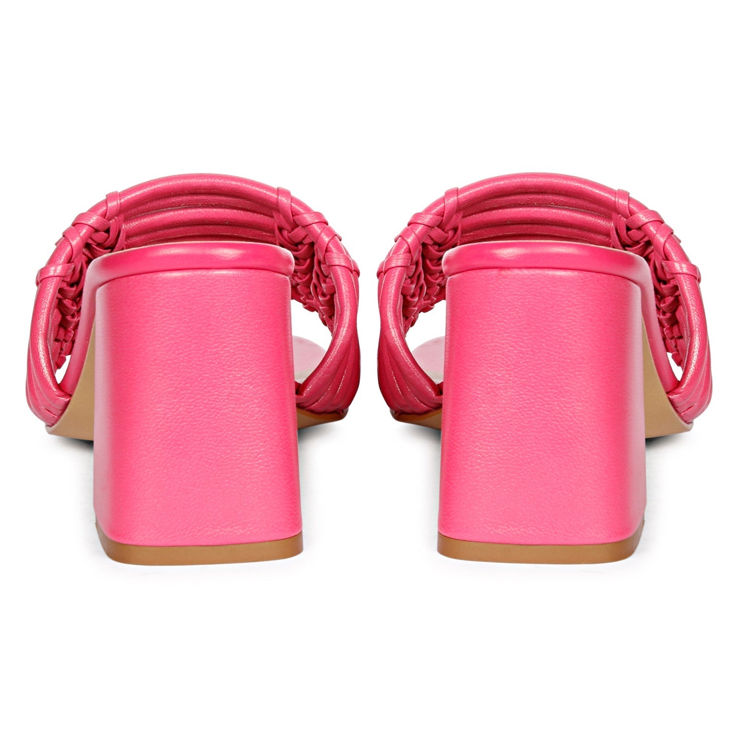 Strappy hot pink heels by Saint Bethany - elevate your style with these leather block heels