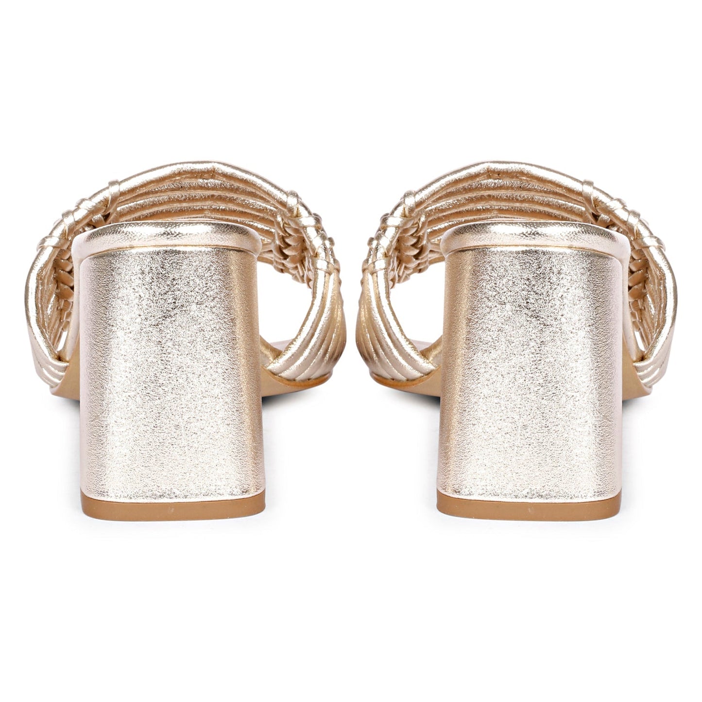 Bethany Strappy Platin Metallic Leather Block Heels