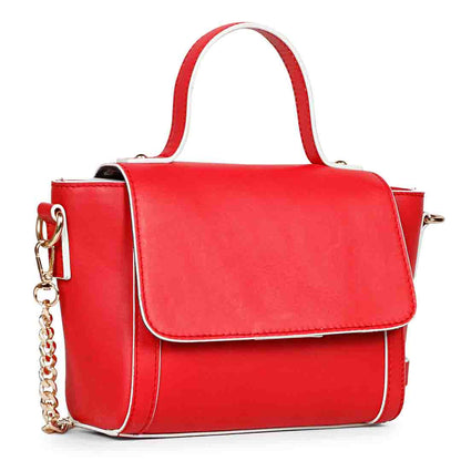 Favore Leather Red Bucket Handheld Bag