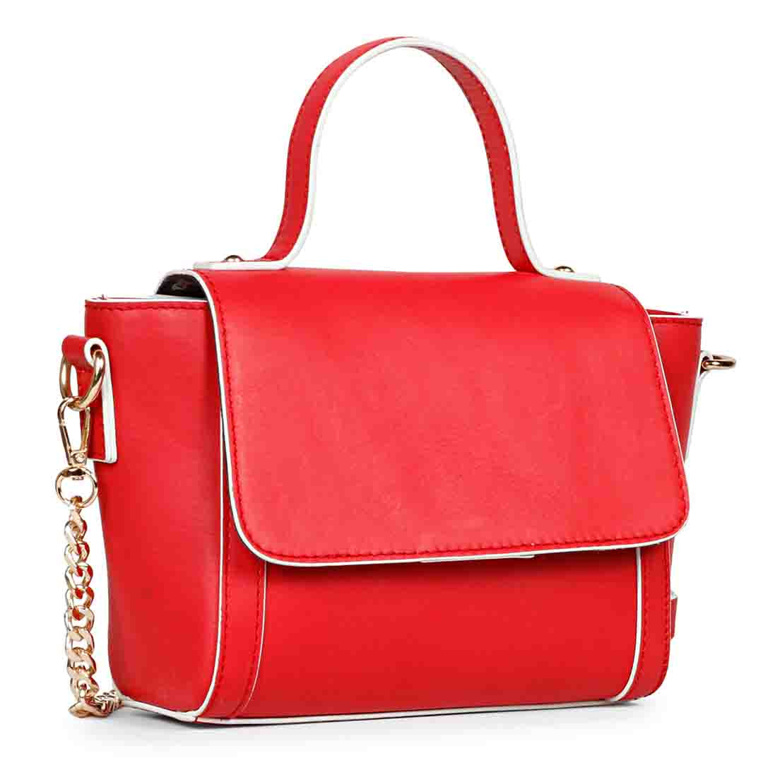 Favore Leather Red Bucket Handheld Bag