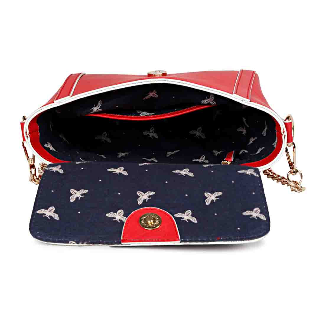 Favore Leather Red Bucket Handheld Bag