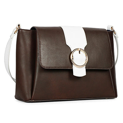 Favore Brown Leather Structured Shoulder Bag