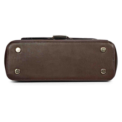 Favore Brown Leather Structured Shoulder Bag