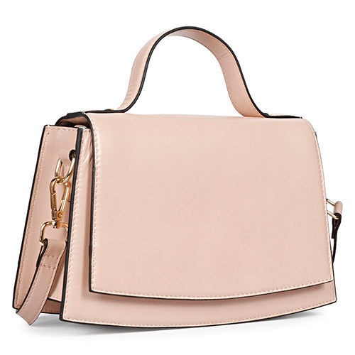 Favore Peach Leather Structured Handheld Bag With Detachable Sling