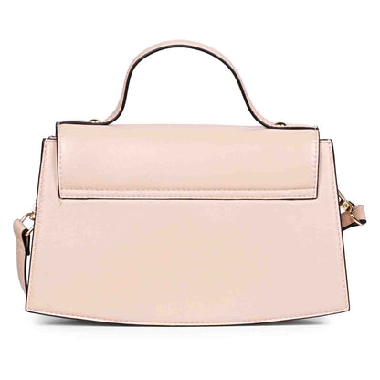 Favore Peach Leather Structured Handheld Bag With Detachable Sling