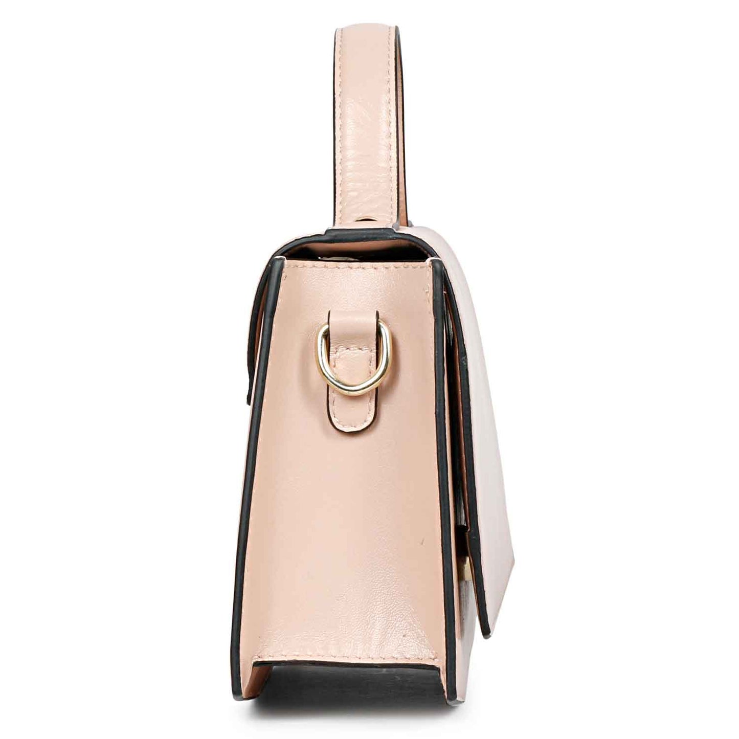 Favore Peach Leather Structured Handheld Bag With Detachable Sling