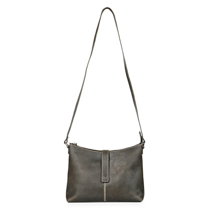Favore Black Leather Oversized Structured Sling Bag