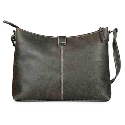 Favore Black Leather Oversized Structured Sling Bag