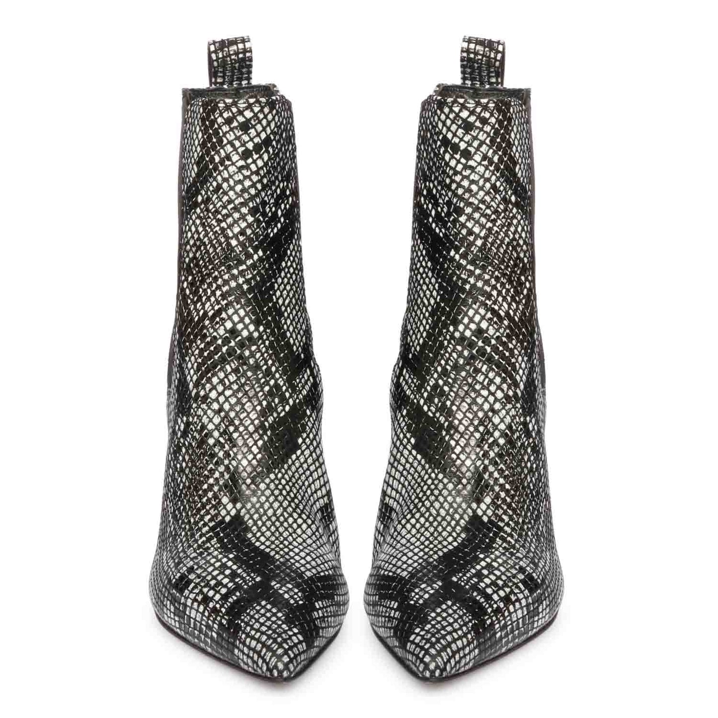 Chic snake print leather kitten heel boots for a stylish look. Perfect for any occasion. Elevate your style with these trendy boots