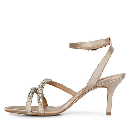 Saint Shelby Fringed Block Heels, Gold