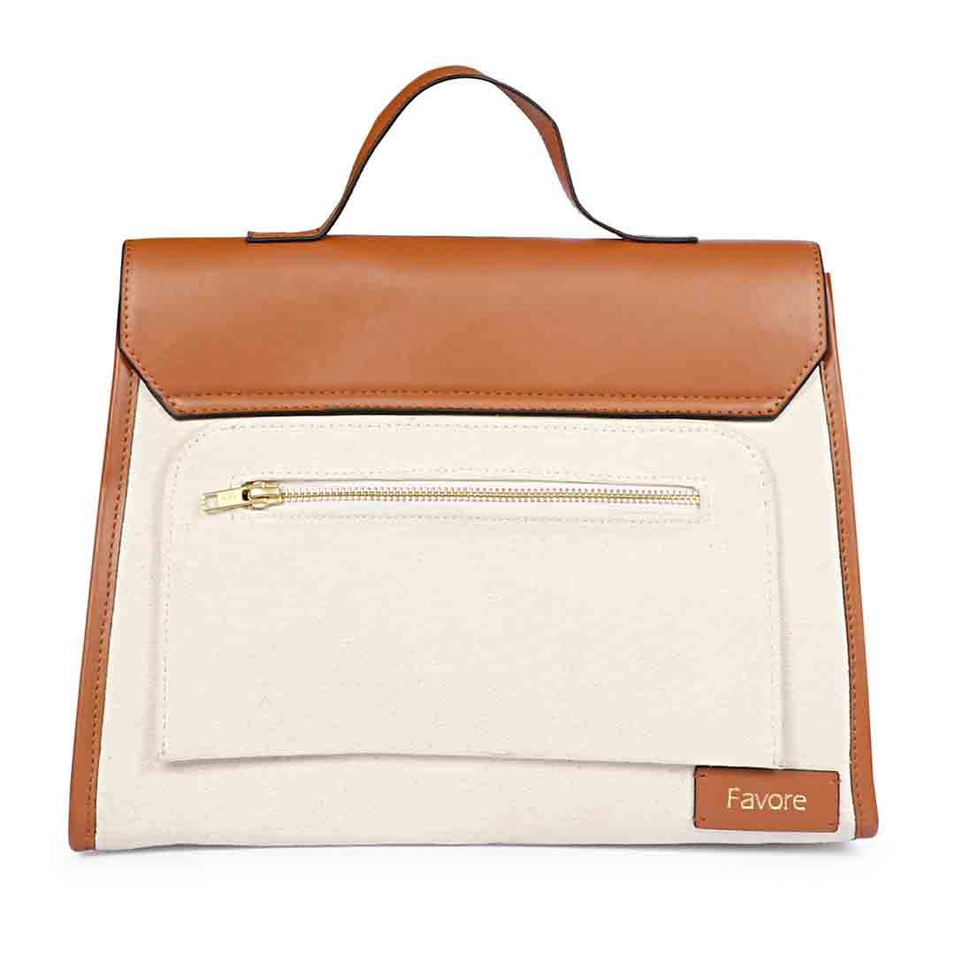 Favore Leather Off White Bucket Handheld Bag
