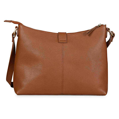 Favore Brown Leather Structured Silng Bag