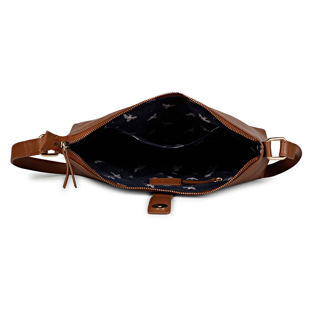 Favore Brown Leather Structured Silng Bag