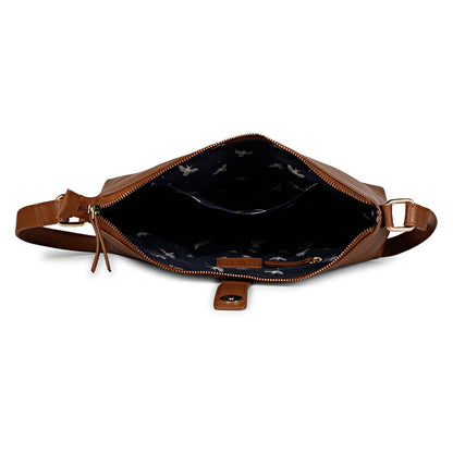 Favore Brown Leather Structured Silng Bag