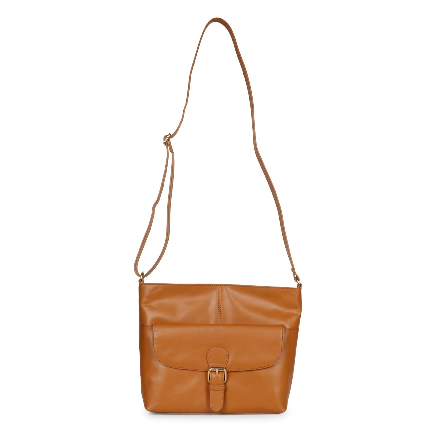 Favore Tan Women Leather Structured Sling Bag