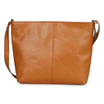 Favore Tan Women Leather Structured Sling Bag