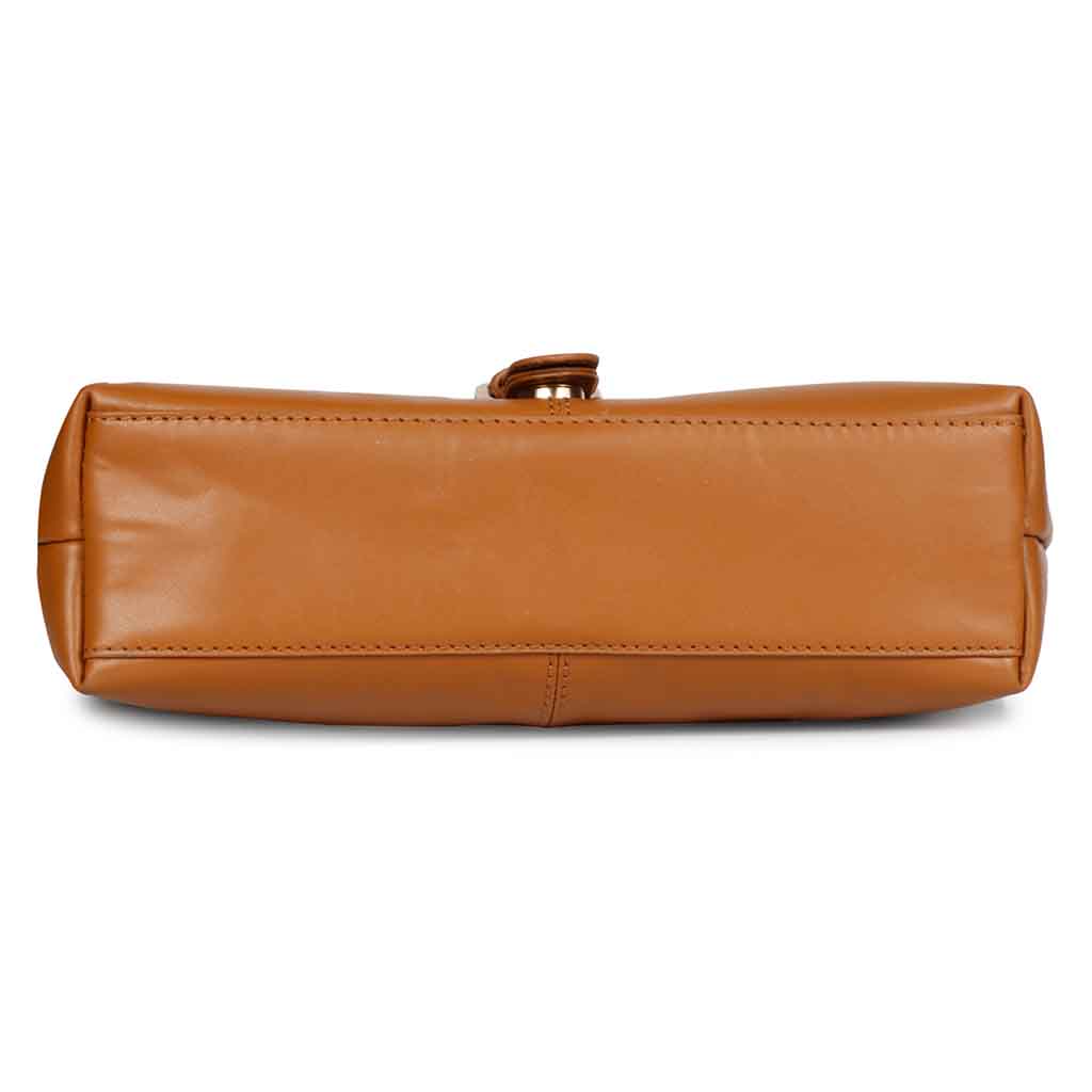 Favore Tan Women Leather Structured Sling Bag