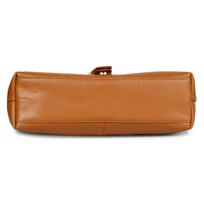 Favore Tan Women Leather Structured Sling Bag