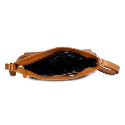 Favore Tan Women Leather Structured Sling Bag