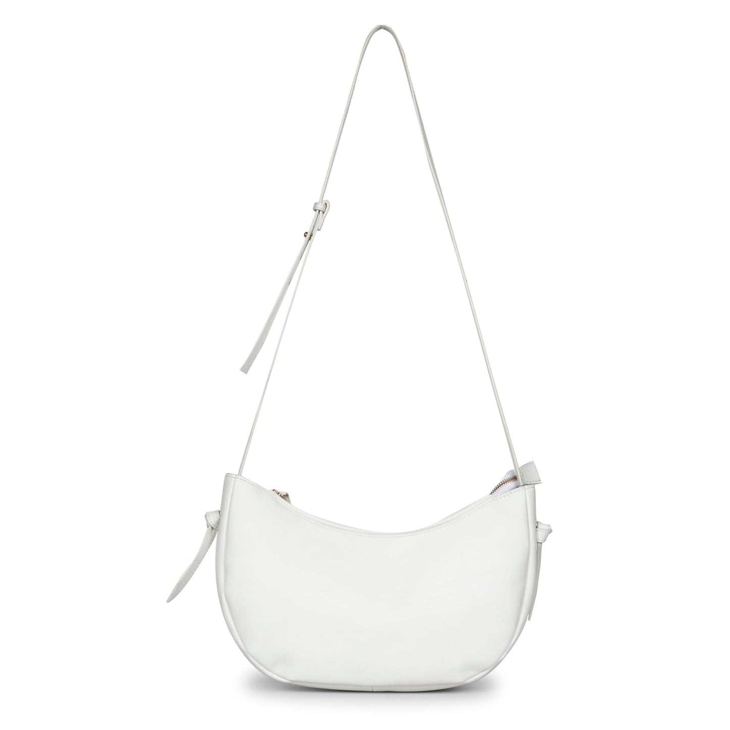 Favore Womens White Leather Half Moon Shoulder Bag