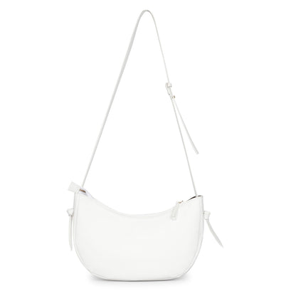 Favore Womens White Leather Half Moon Shoulder Bag