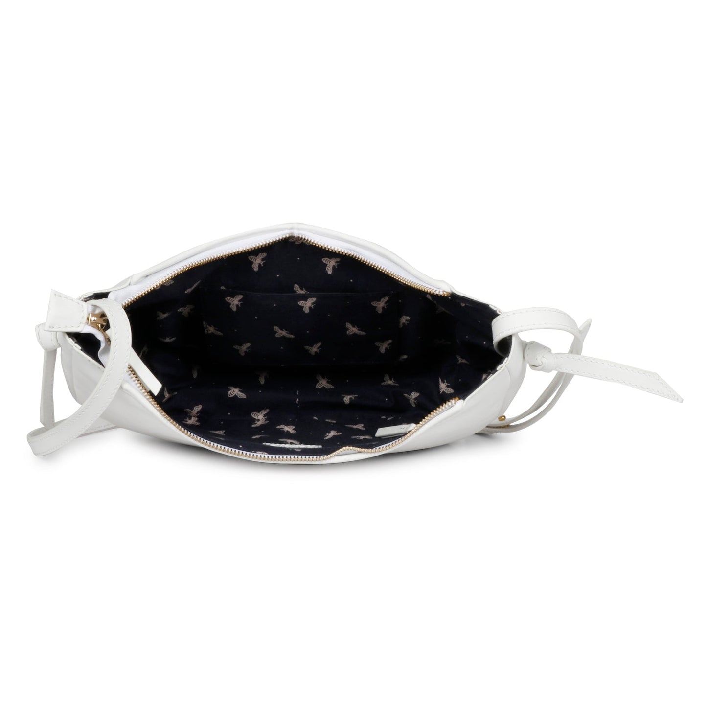 Favore Womens White Leather Half Moon Shoulder Bag