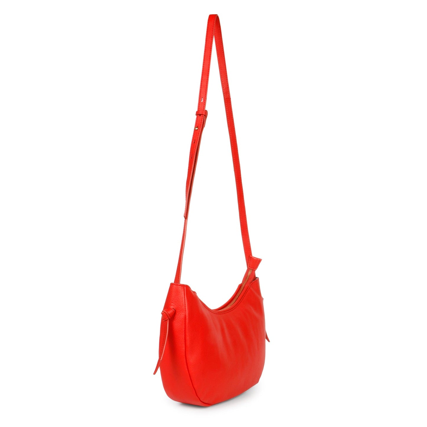 Favore Womens Red Leather Half Moon Sling Bag