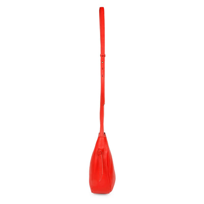 Favore Womens Red Leather Half Moon Sling Bag