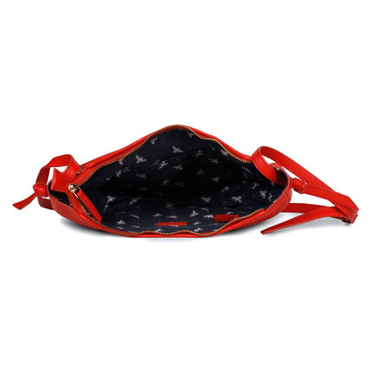 Favore Womens Red Leather Half Moon Sling Bag
