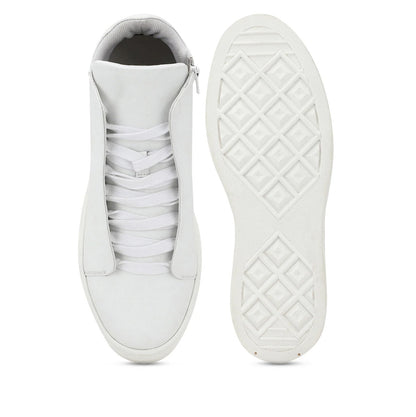 Whitesta Milo White Leather Handcrafted Sneakers