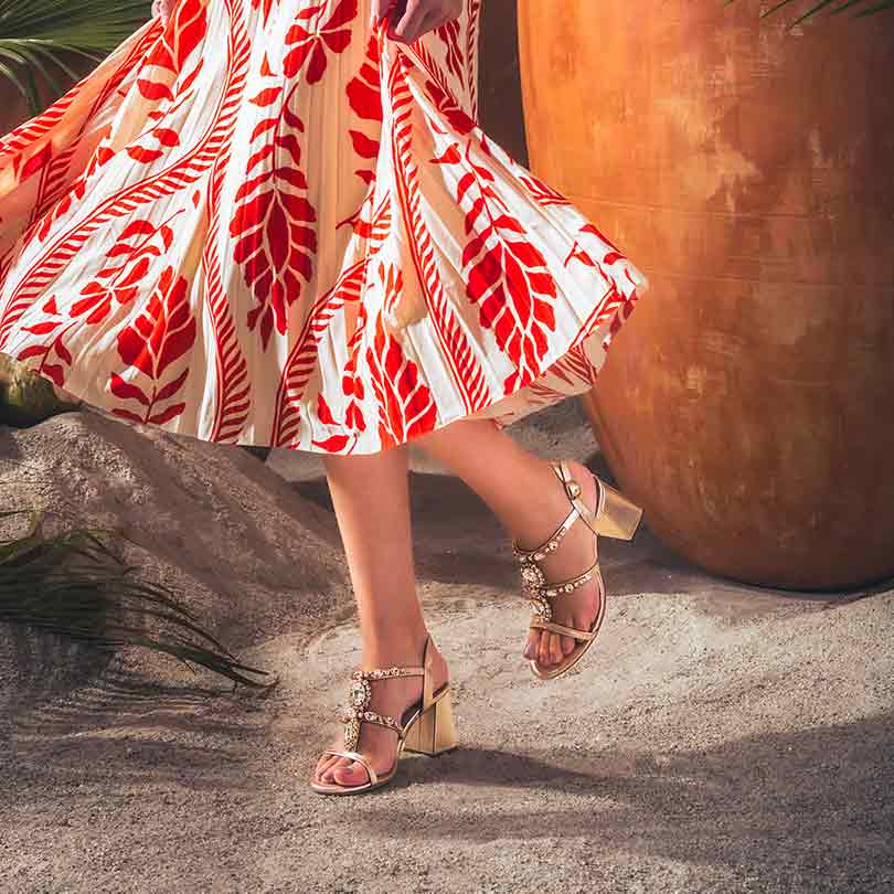 Saint Enriqueta Stone Adorned Platin Leather Block Heels