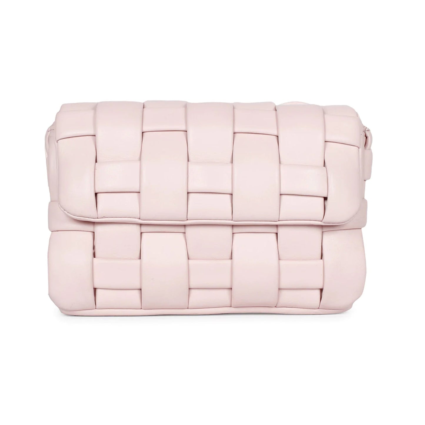 Giada Pink Blush Woven Leather Cross Body Sling Bags