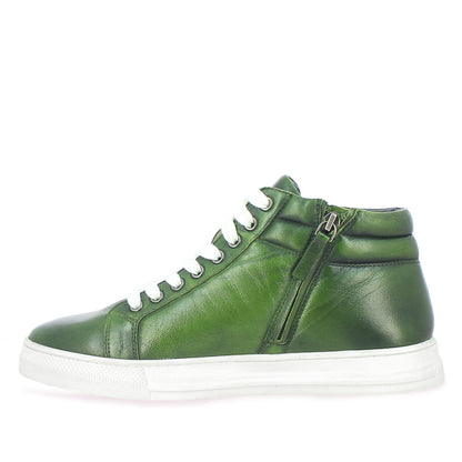 Whitesta Lamberto Green Leather Handcrafted Sneakers.