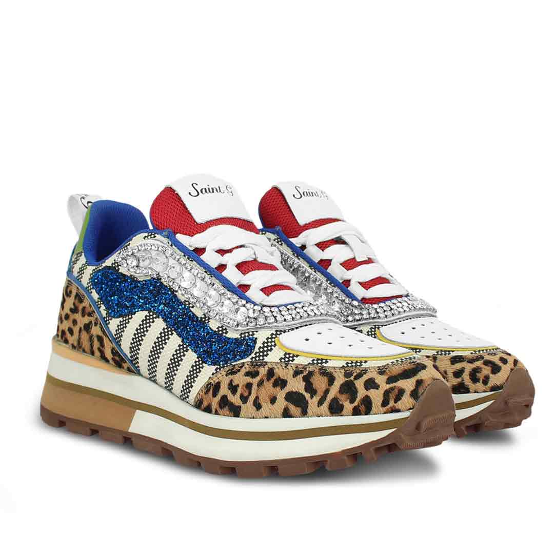 Whitesta Fiorella Multi Color Leopard Print Leather Sneakers