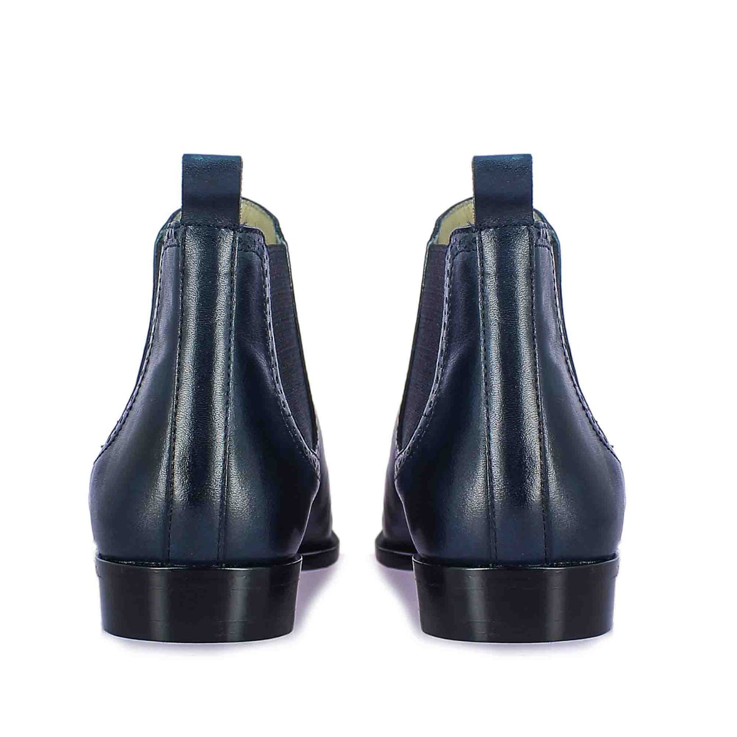 Whitesta Frederico Navy Leather Brogue Detail Chelsea Boots