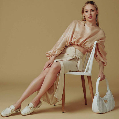 Tesorina White Hand Woven Leather Hobo Bags