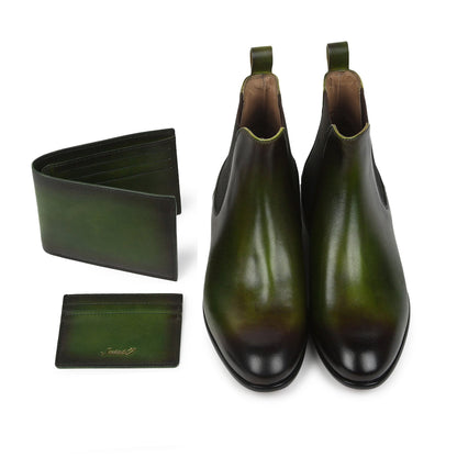 Saint Agostino Two Color Toned Olive Leather With Set - SaintG India
