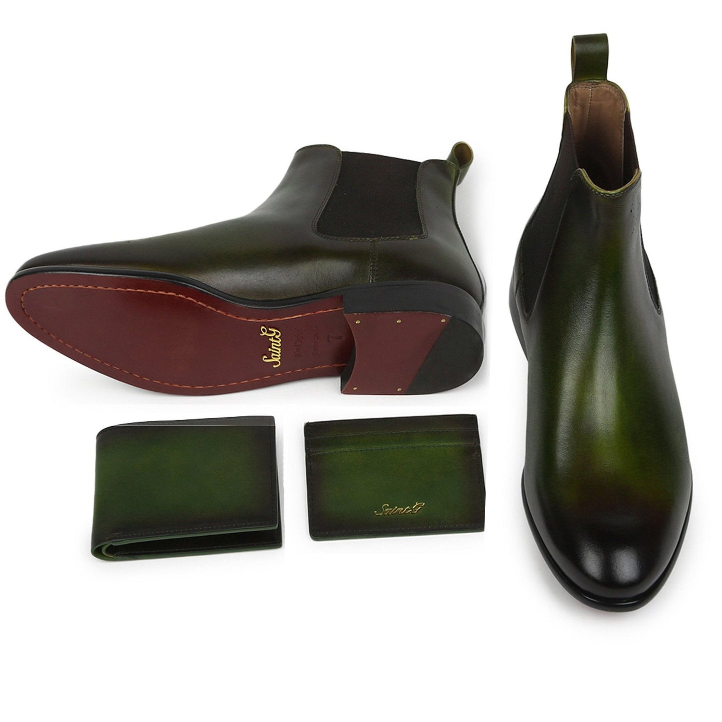 Saint Agostino Two Color Toned Olive Leather With Set - SaintG India