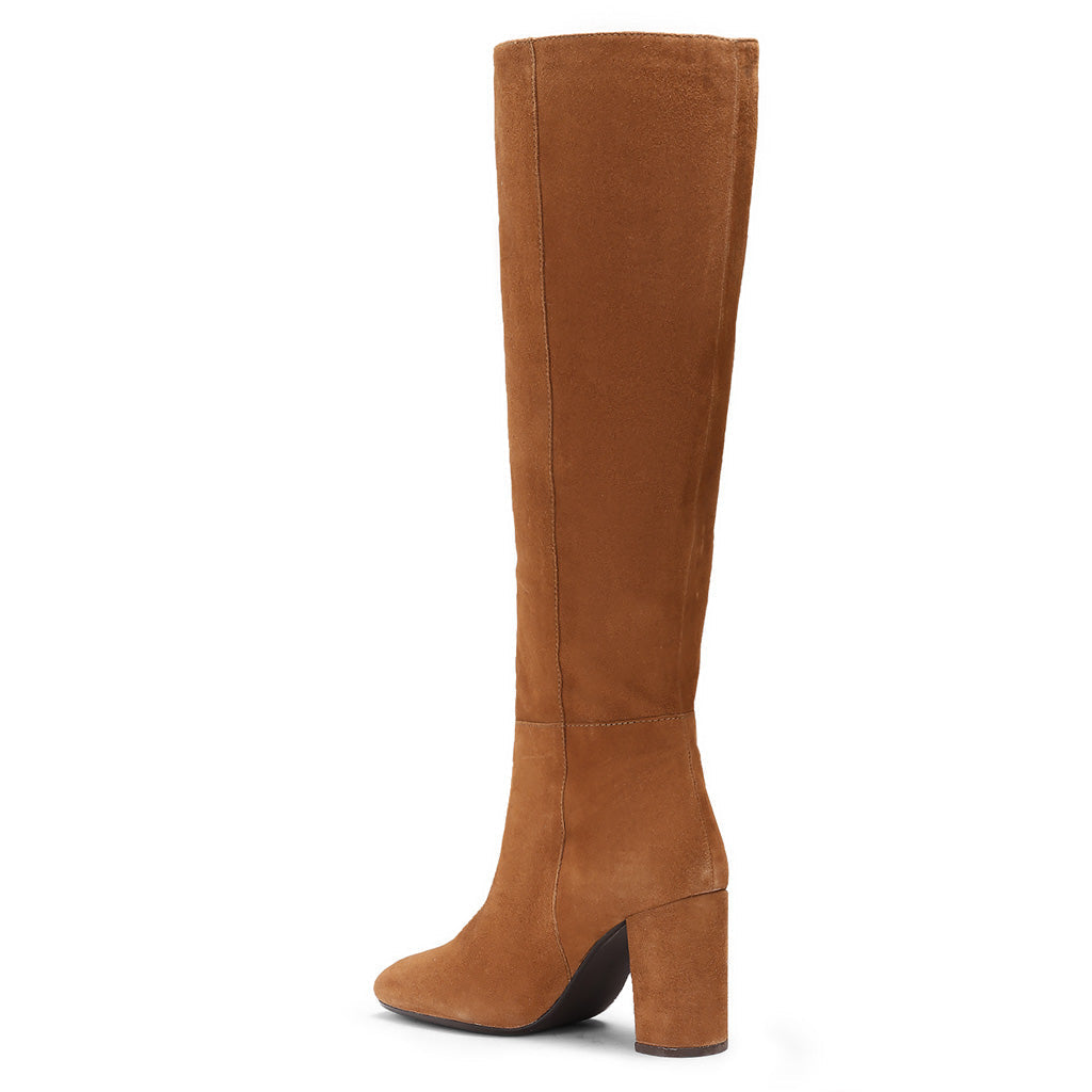 Saint Priscilla Tan Suede Leather Knee High Slouch Boots - SaintG India