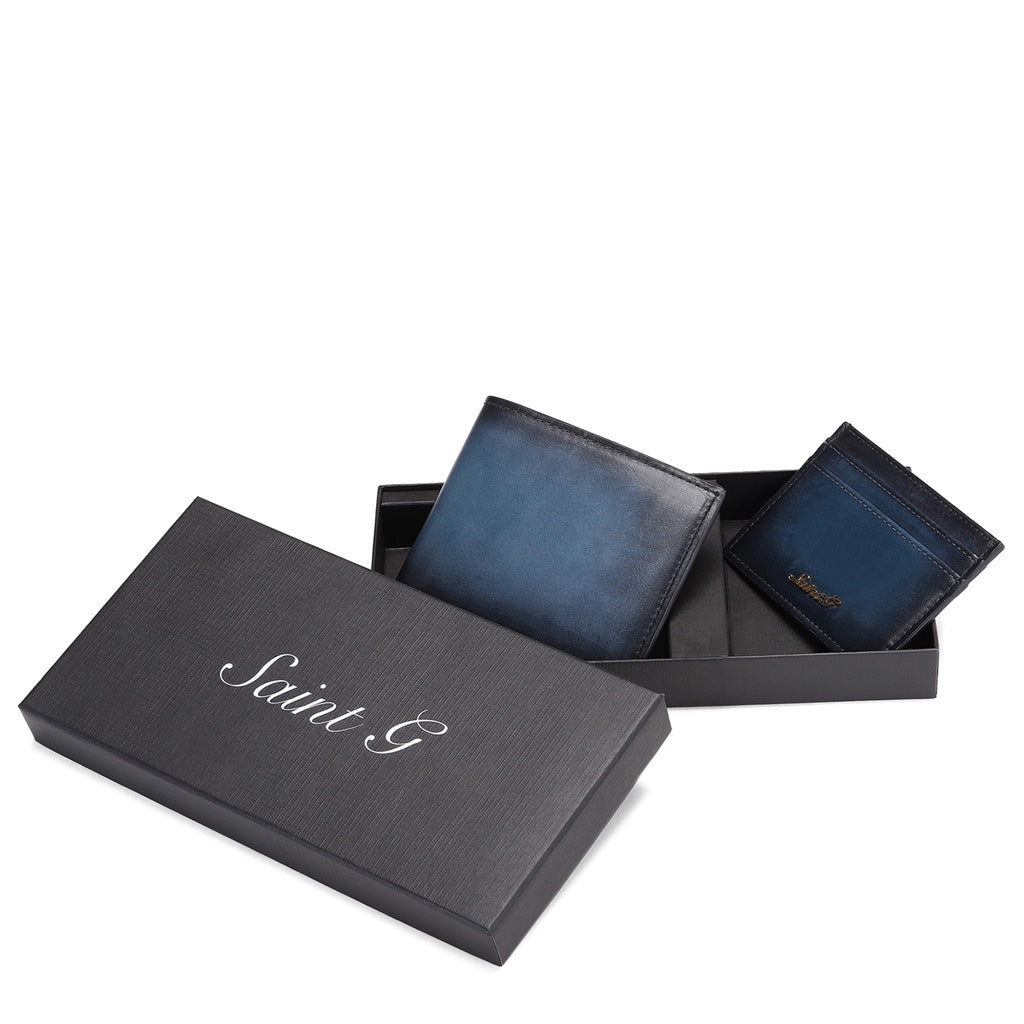Saint Lukonin Toned Navy Leather Loafers With Set - SaintG India